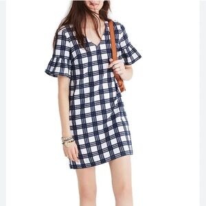 Madewell checked bell sleeve dress